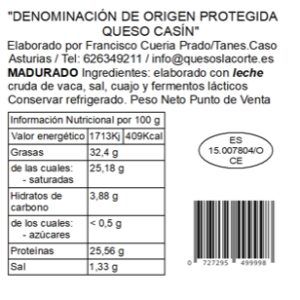Etiqueta Nutricional Casin